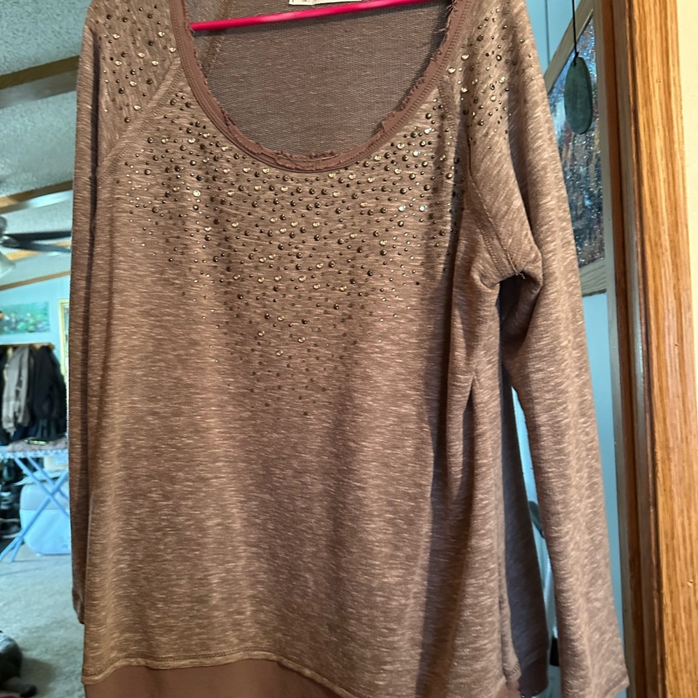Maurices Taupe Embellished Blouse